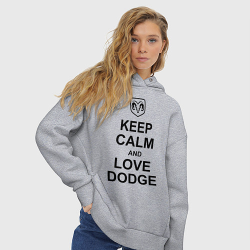 Женское худи оверсайз Keep Calm & Love Dodge / Меланж – фото 3