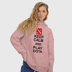 Толстовка оверсайз женская Keep Calm & Play Dota, цвет: пыльно-розовый — фото 2