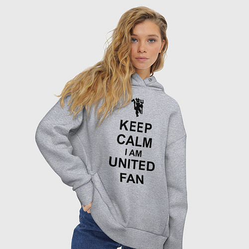 Женское худи оверсайз Keep Calm & United fan / Меланж – фото 3