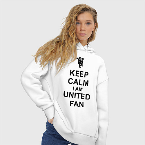 Женское худи оверсайз Keep Calm & United fan / Белый – фото 3