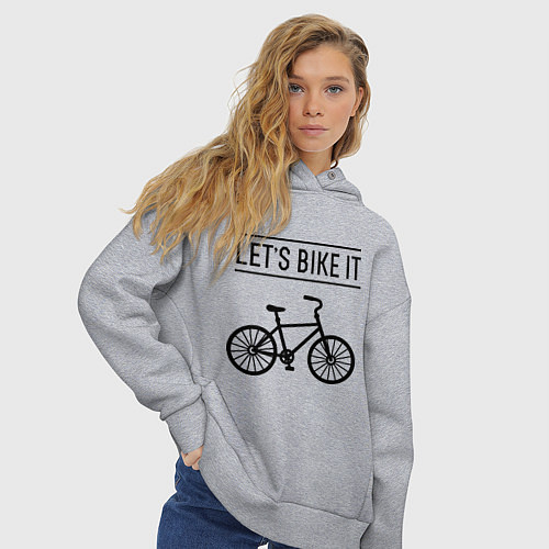 Женское худи оверсайз Lets bike it / Меланж – фото 3