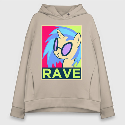 Женское худи оверсайз DJ Pon-3 RAVE / Миндальный – фото 1