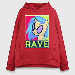 Толстовка оверсайз женская DJ Pon-3 RAVE, цвет: красный