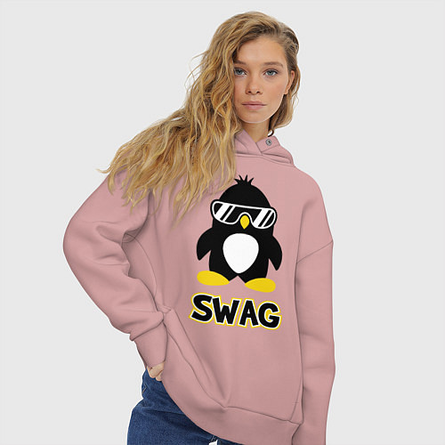 Женское худи оверсайз SWAG Penguin / Пыльно-розовый – фото 3