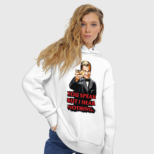 Женское худи оверсайз Gatsby: You Speak / Белый – фото 3
