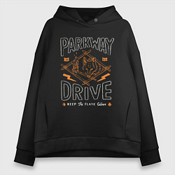 Толстовка оверсайз женская Parkway Drive: Keep the flame alive цвета черный — фото 1