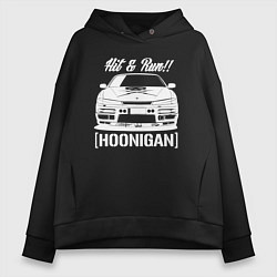 Толстовка оверсайз женская Nissan Silvia S14 Hoonigan, цвет: черный