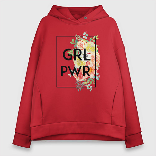 Женское худи оверсайз GRL PWR / Красный – фото 1