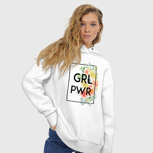 Женское худи оверсайз GRL PWR / Белый – фото 3