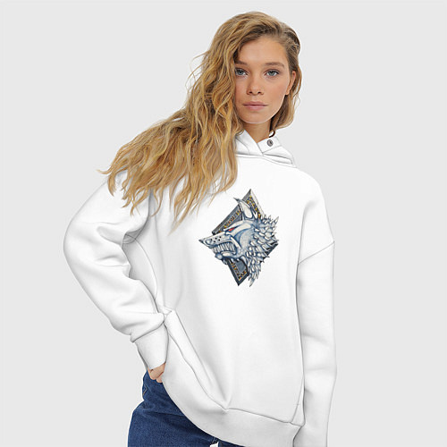 Женское худи оверсайз Space Wolves / Белый – фото 3