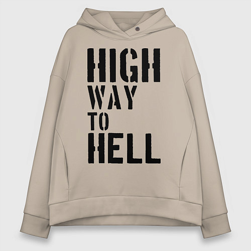 Женское худи оверсайз High way to hell / Миндальный – фото 1