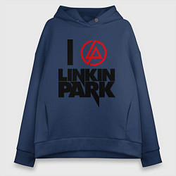 Толстовка оверсайз женская I love Linkin Park, цвет: тёмно-синий
