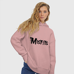 Толстовка оверсайз женская Misfits logo, цвет: пыльно-розовый — фото 2