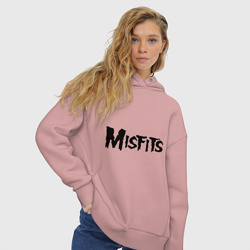 Женское худи оверсайз Misfits logo / Пыльно-розовый – фото 3