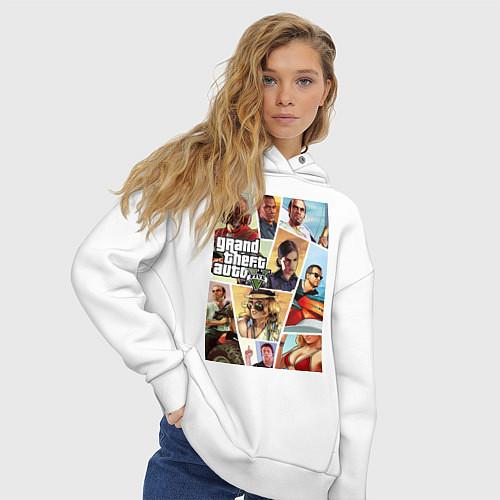 Женское худи оверсайз GTA 5: Stories / Белый – фото 3