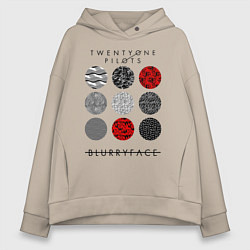 Толстовка оверсайз женская TOP: Blurryface, цвет: миндальный