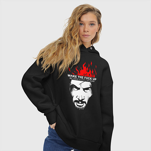 Женское худи оверсайз SAMURAI KEANU REEVES / Черный – фото 3