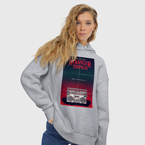 Женское худи оверсайз Название и магнитофон / Меланж – фото 3