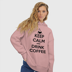 Толстовка оверсайз женская Keep Calm & Drink Coffee, цвет: пыльно-розовый — фото 2