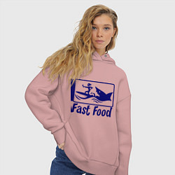 Толстовка оверсайз женская Shark fast food, цвет: пыльно-розовый — фото 2