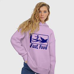 Толстовка оверсайз женская Shark fast food, цвет: лаванда — фото 2