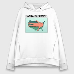 Толстовка оверсайз женская SANTA IS COMING, цвет: белый