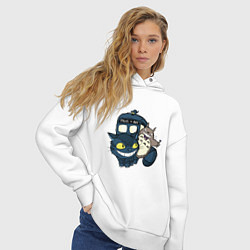 Толстовка оверсайз женская Tardis Totoro, цвет: белый — фото 2