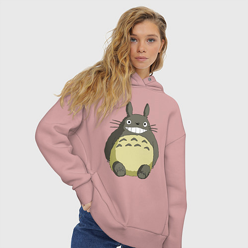 Женское худи оверсайз Тоторо / Пыльно-розовый – фото 3