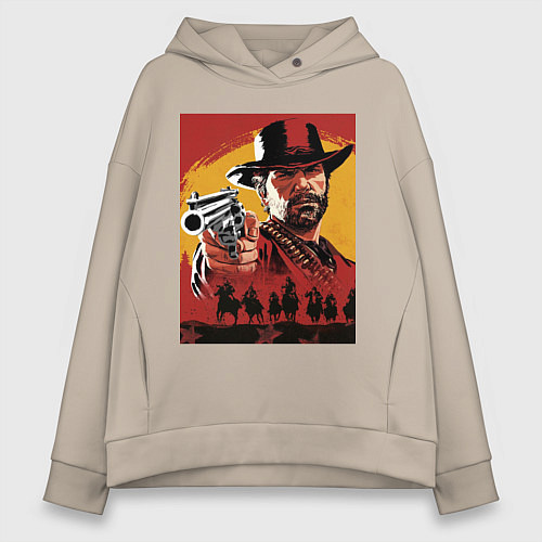 Женское худи оверсайз Red dead redemption 2 / Миндальный – фото 1