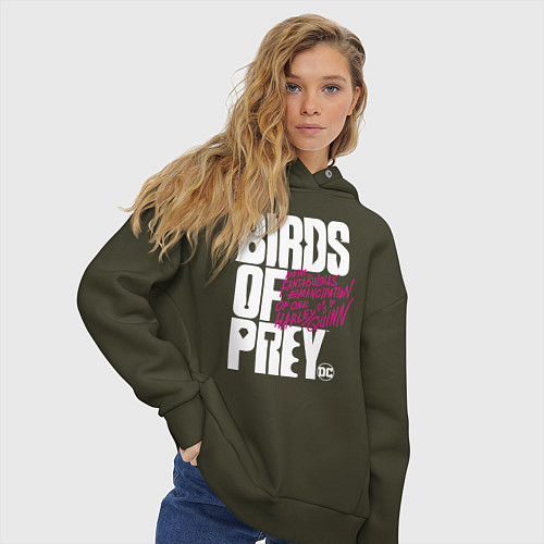 Женское худи оверсайз Birds of Prey logo / Хаки – фото 3