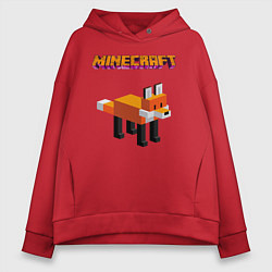 Толстовка оверсайз женская Minecraft - лиса, цвет: красный