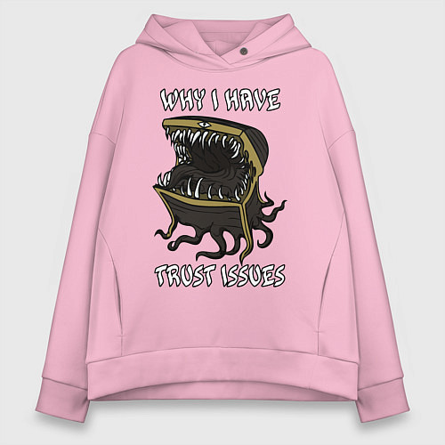 Женское худи оверсайз Why I Have Trust Issues / Светло-розовый – фото 1