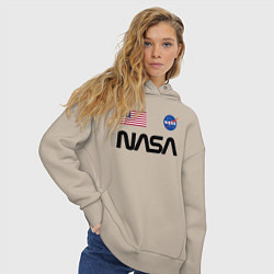Толстовка оверсайз женская NASA НАСА, цвет: миндальный — фото 2