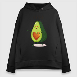 Толстовка оверсайз женская Аовокадо любовь, цвет: черный