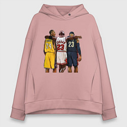 Толстовка оверсайз женская Bryant, Jordan, James, цвет: пыльно-розовый