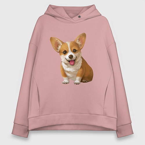Женское худи оверсайз Корги / Пыльно-розовый – фото 1