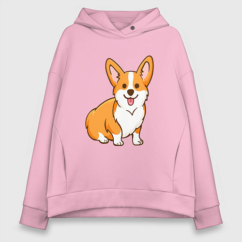 Женское худи оверсайз Корги / Светло-розовый – фото 1