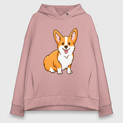 Толстовка оверсайз женская Корги, цвет: пыльно-розовый