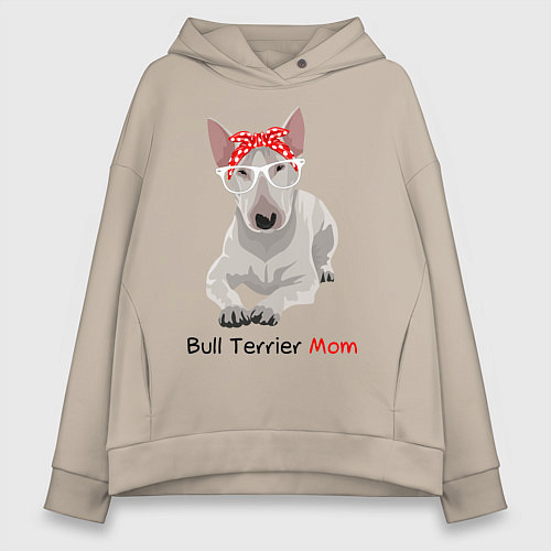 Женское худи оверсайз Bull terrier Mom / Миндальный – фото 1