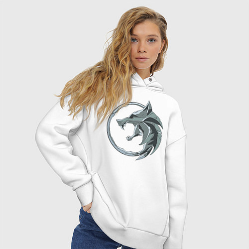 Женское худи оверсайз ВЕДЬМАК / Белый – фото 3