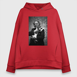 Толстовка оверсайз женская Бродский и кот, цвет: красный