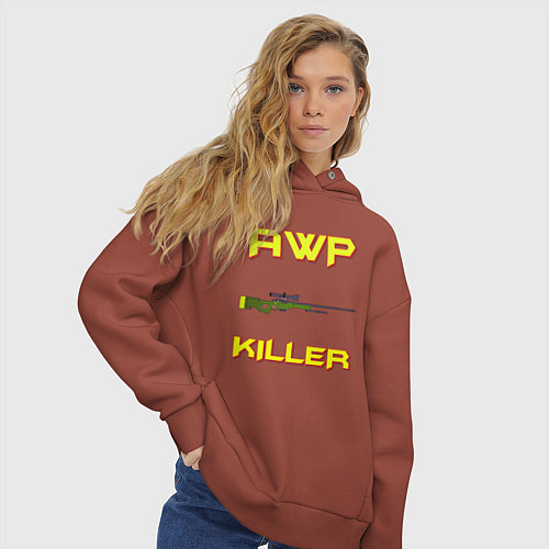 Женское худи оверсайз AWP killer 2 / Кирпичный – фото 3