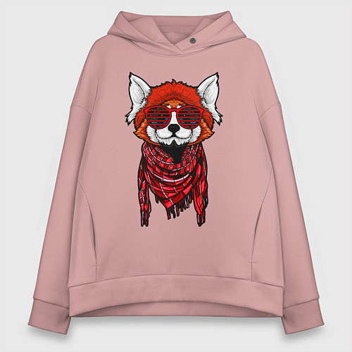 Женское худи оверсайз Красная панда / Пыльно-розовый – фото 1