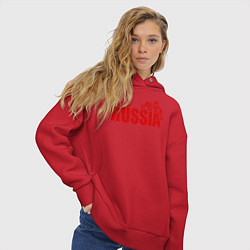 Толстовка оверсайз женская Russia, цвет: красный — фото 2