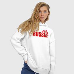 Толстовка оверсайз женская Russia, цвет: белый — фото 2