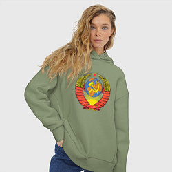 Толстовка оверсайз женская Герб СССР, цвет: авокадо — фото 2