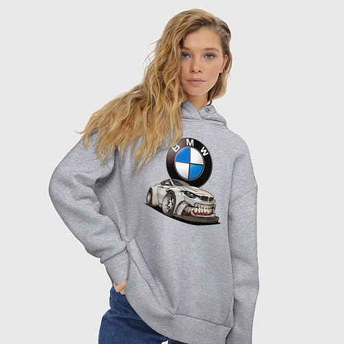 Женское худи оверсайз BMW оскал / Меланж – фото 3