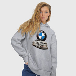 Толстовка оверсайз женская BMW оскал, цвет: меланж — фото 2
