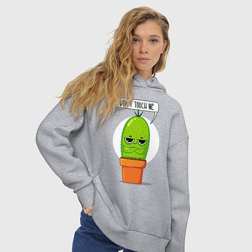 Женское худи оверсайз Dont Touch Me / Меланж – фото 3