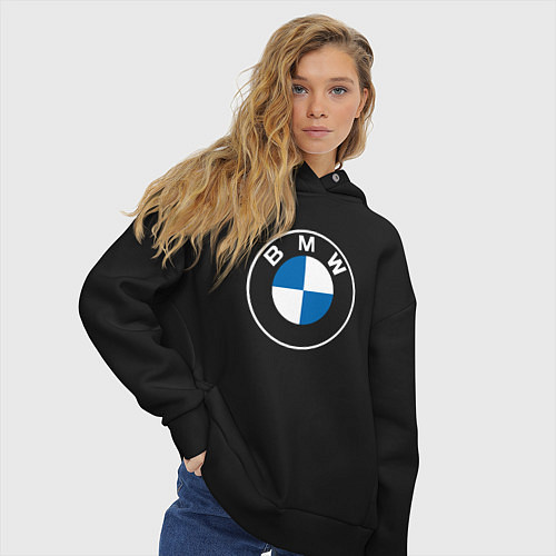 Женское худи оверсайз BMW LOGO 2020 / Черный – фото 3